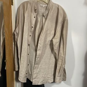 Perry Ellis banded collar 100% linen shirt. Worn once.